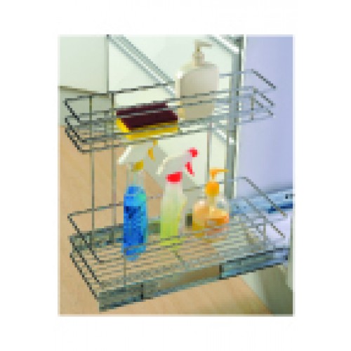 Pull Out Double Tier Cleaning Material Basket with Soft Closing