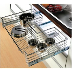 Under Sink Drawer for One Drian Pipe, Chrome with Soft Closing