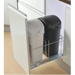 Double Waste Bin with Lid & Soft Closing Slide