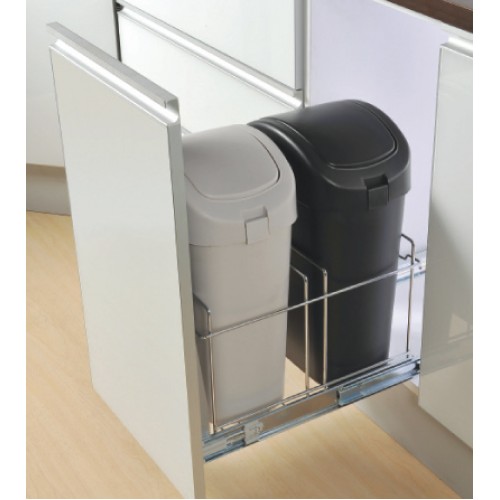Double Waste Bin with Lid & Soft Closing Slide